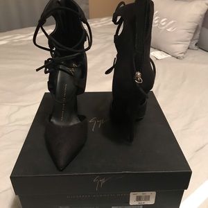 Giuseppe Zanotti Black Suede Yvette Lace Up Heel